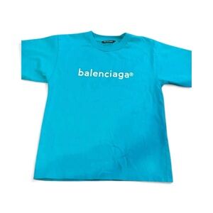 Balenciaga Kids Turquoise Short Sleeve Tee